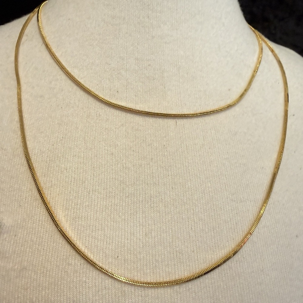 Vintage Monet Gold-Tone Snake Chain Necklace 37" Long Signed Layering Monet - Picture 2 of 7